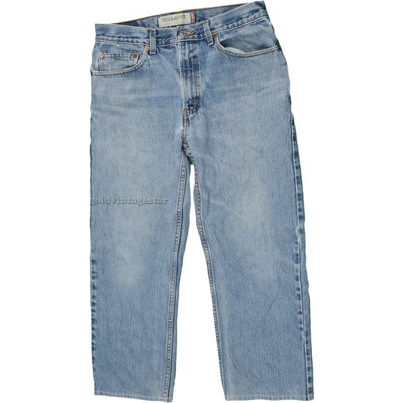 Levis 505 High Rise Jeans 32 Acid-Wash Distressed Denim - Picture 1 of 4